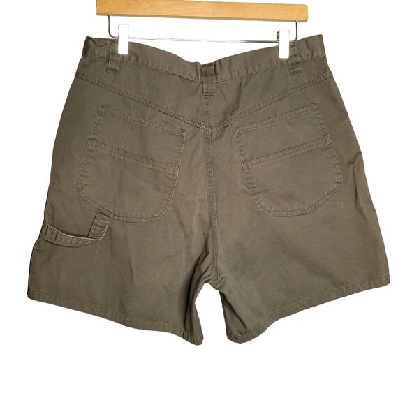 Vintage Bugle Boy Women's 16 High Rise Carpenter Shorts 90's Casual Olive Green - Picture 2 of 5